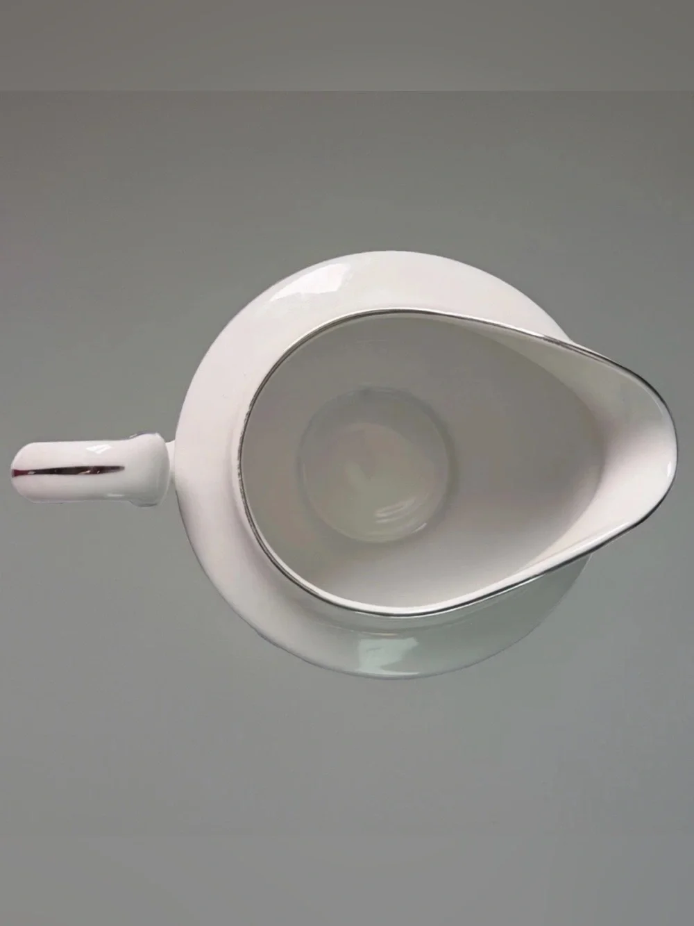 Vintage Creamer Sone China Japan Moderne 2467 Platinum Trim White Floral Scroll